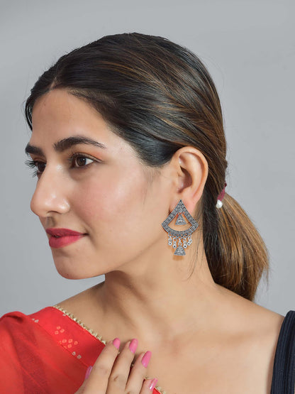 Silver Oxidized Boho Style Jhumki Earrings