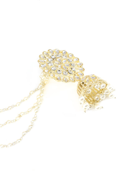 Floral Jhumka Earrings With Chain