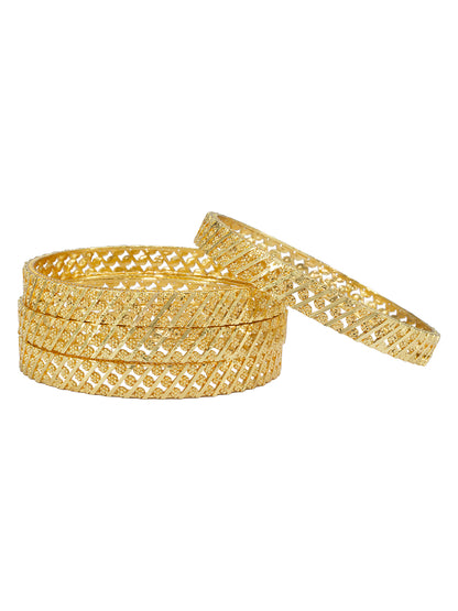 Set of 4 Gold Plated Anti-Tarnish Brass Bangles