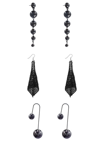 Pack of 3 Ball & Mesh Drop Earrings