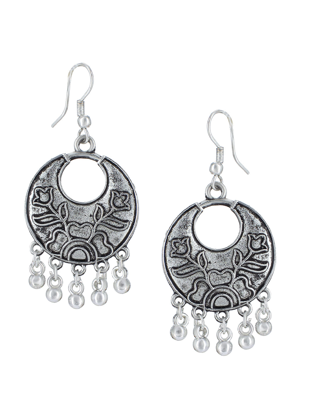 Oxidized Floral Drop Earrings