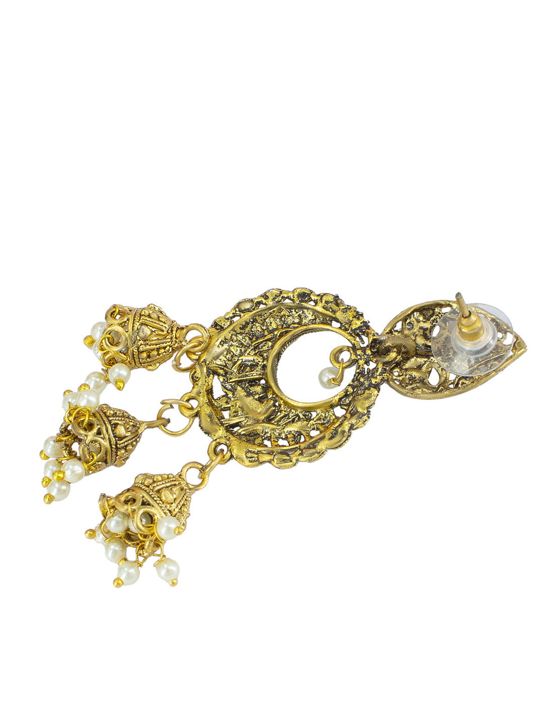 Antique Floral Beads Drop Jhumka Earrings