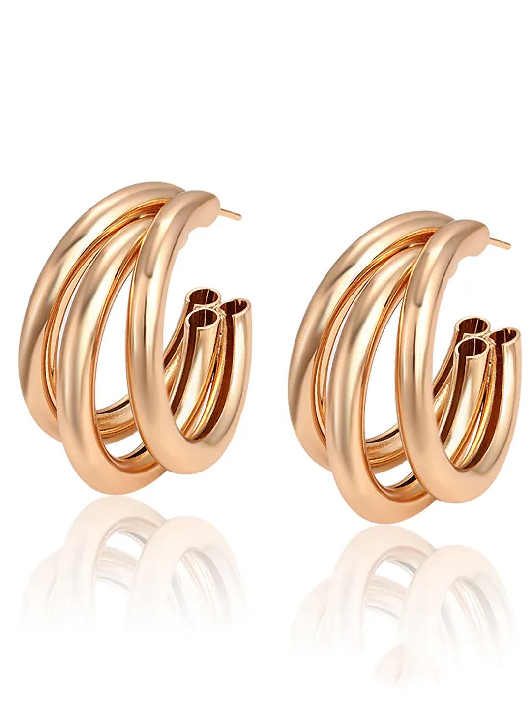 Pack of 5 Rose Gold Hoops & Studs Earrings