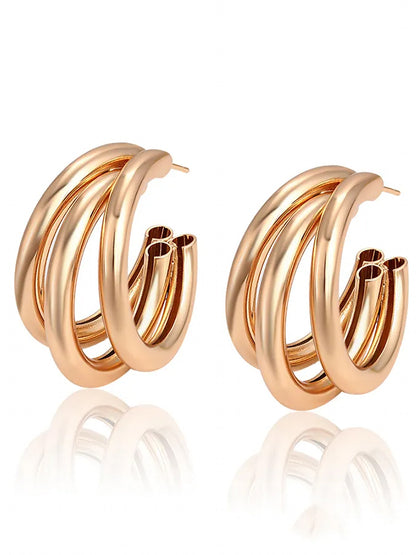 Pack of 5 Rose Gold Hoops & Studs Earrings