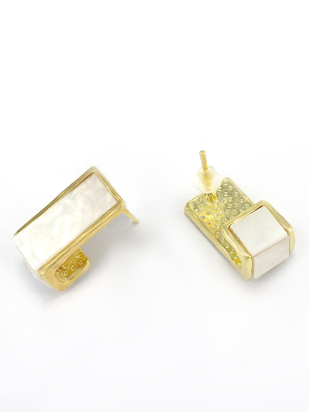 Gold Plated White Stud Earrings