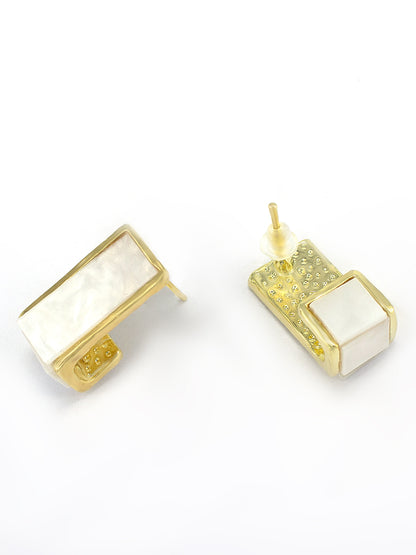 Gold Plated White Stud Earrings