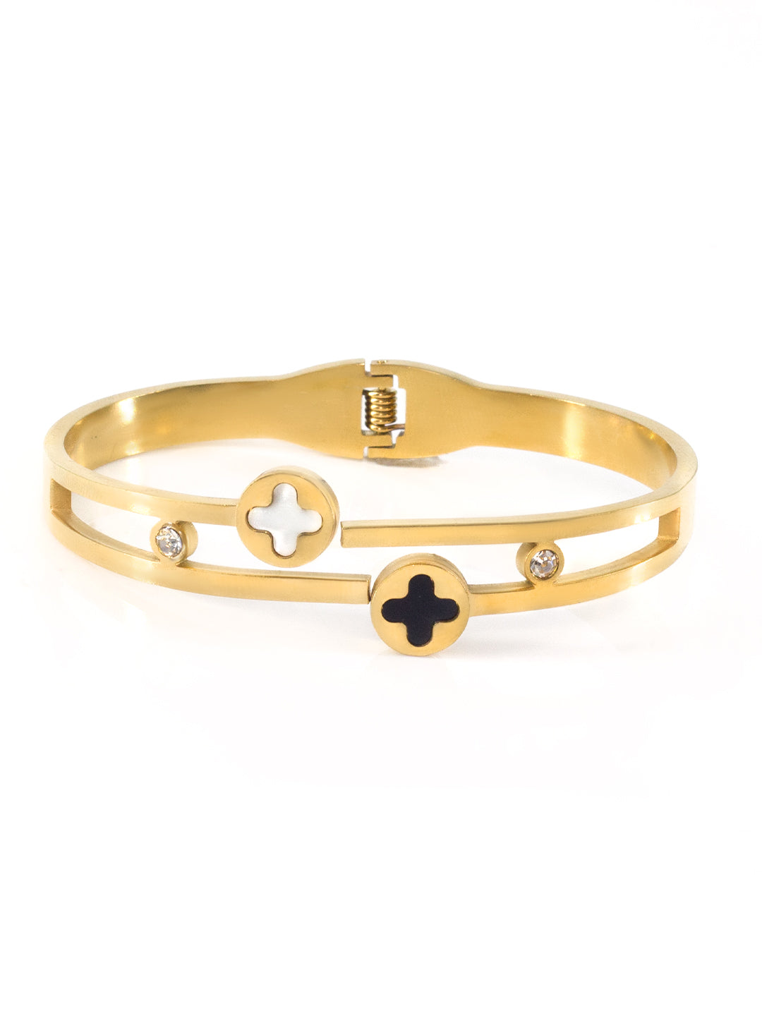 Anti Tarnish Four Leaf Clover Openable Bracelet