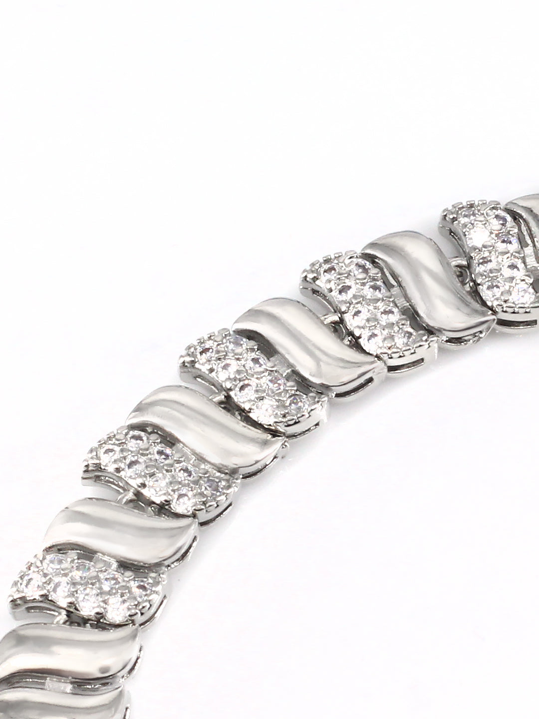 Stainless Steel Anti Tarnish American Diamond Link Chain Bracelet