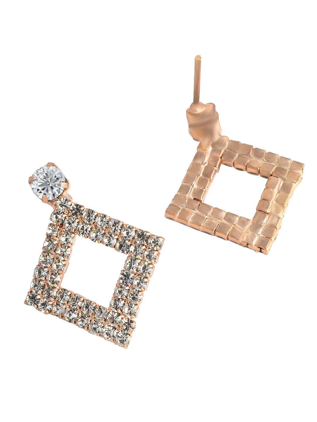 Rhinestone Square Drop Earrings