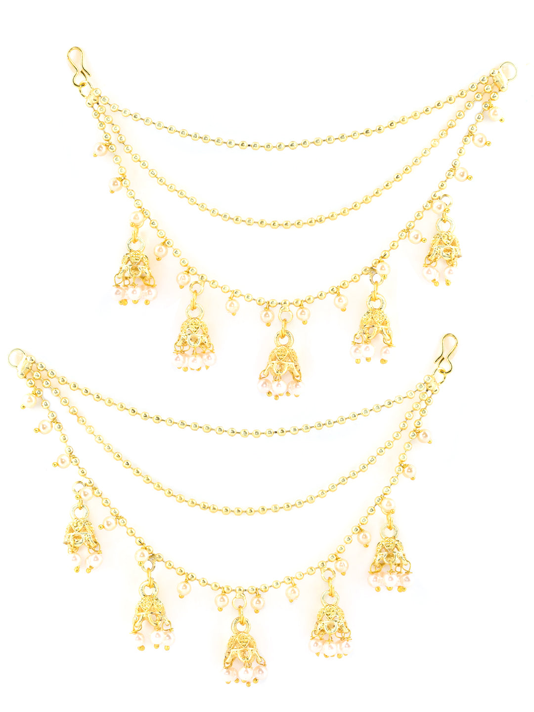 Bahubali Jhumki Ear Chain 3 Layered