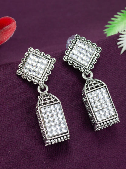 White Square Drop Earrings