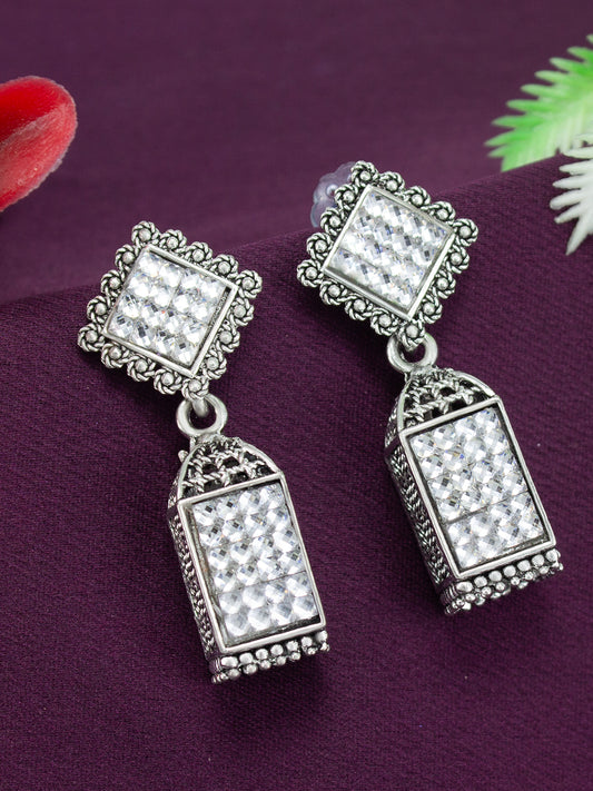 White Square Drop Earrings
