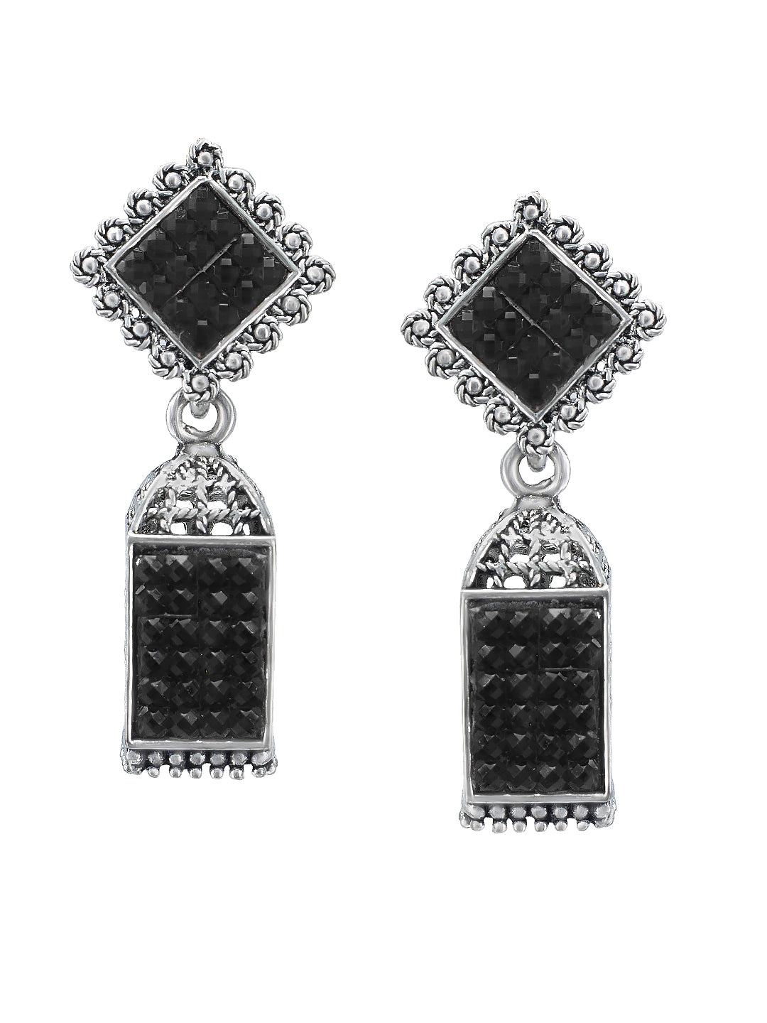 Black Square Drop Earrings