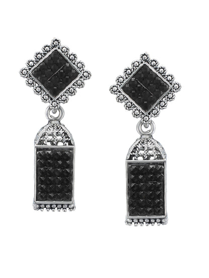 Black Square Drop Earrings