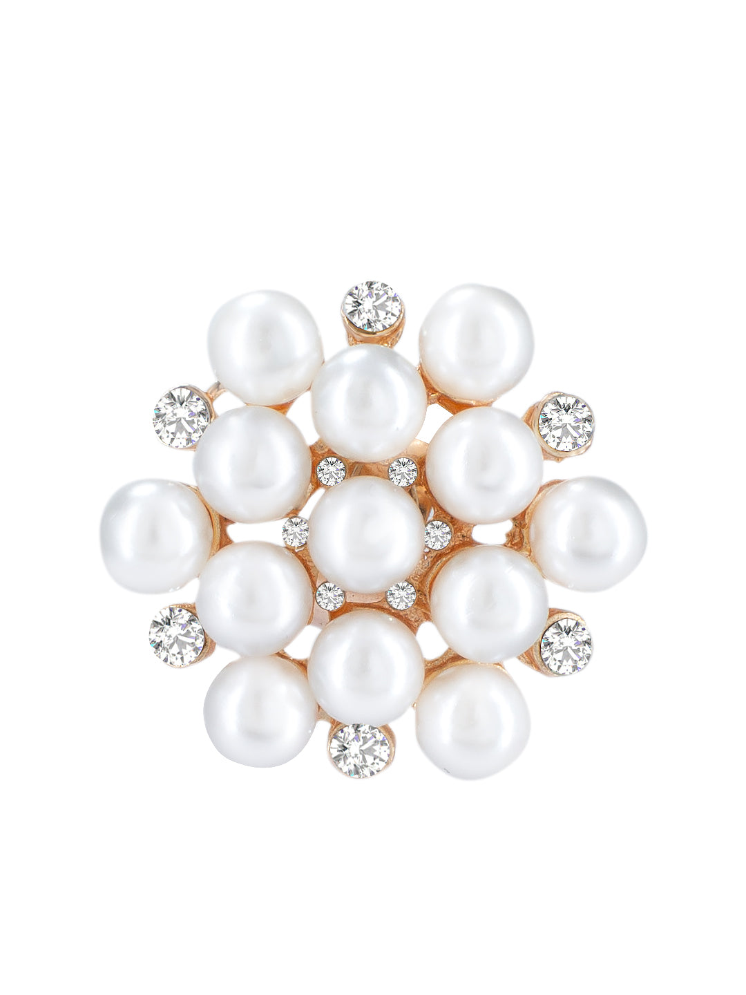 Faux Pearls Beads Adjustable Ring