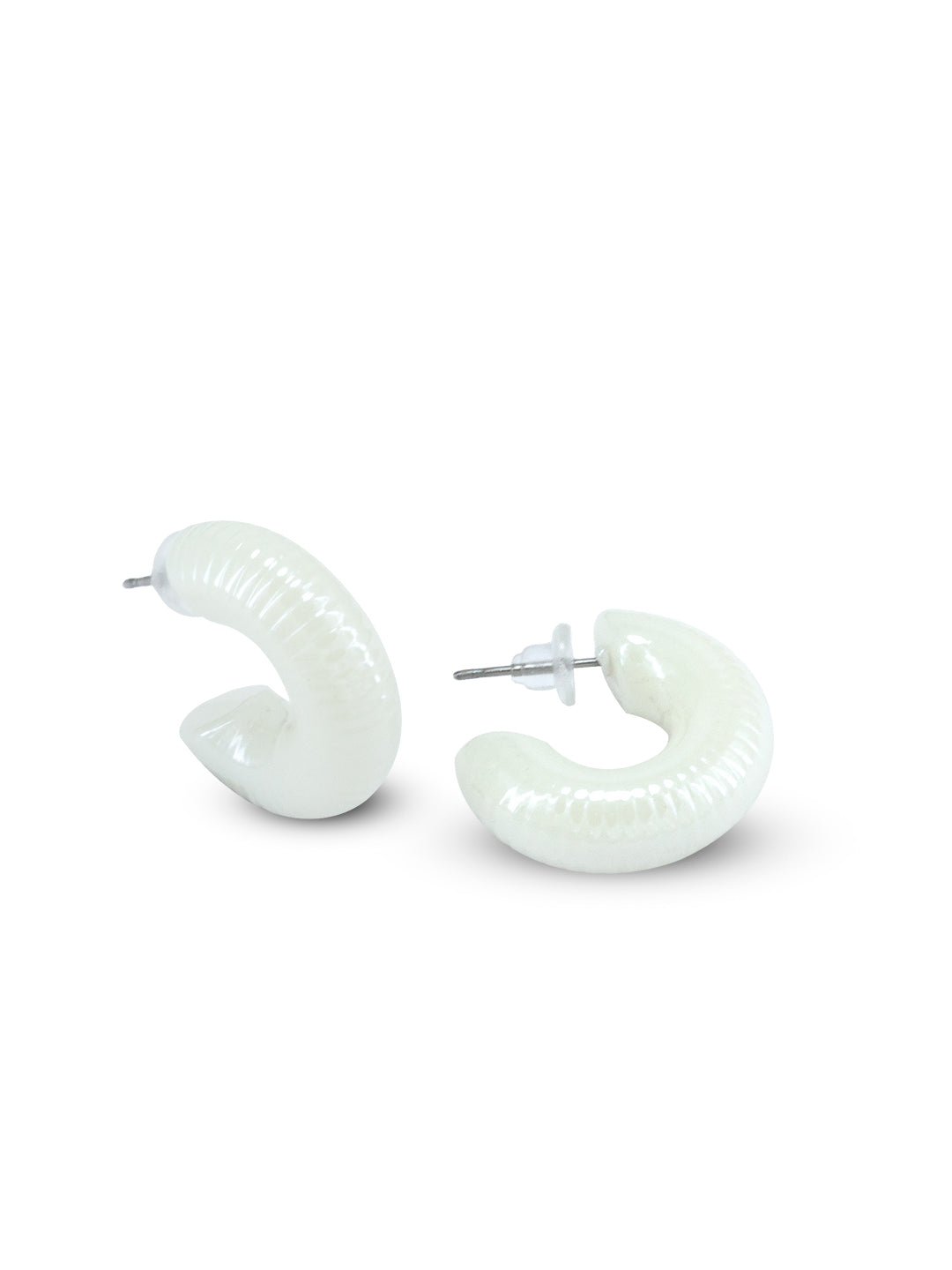 White Half Hoop Earrings