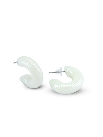 White Half Hoop Earrings