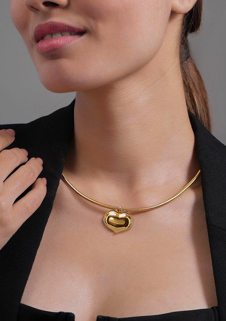 Stainless Steel Heart Hasli Choker Necklace