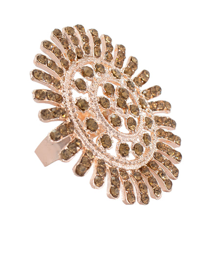 Rhinestone Floral Adjustable Ring