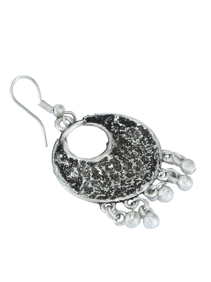 Oxidized Floral Drop Earrings