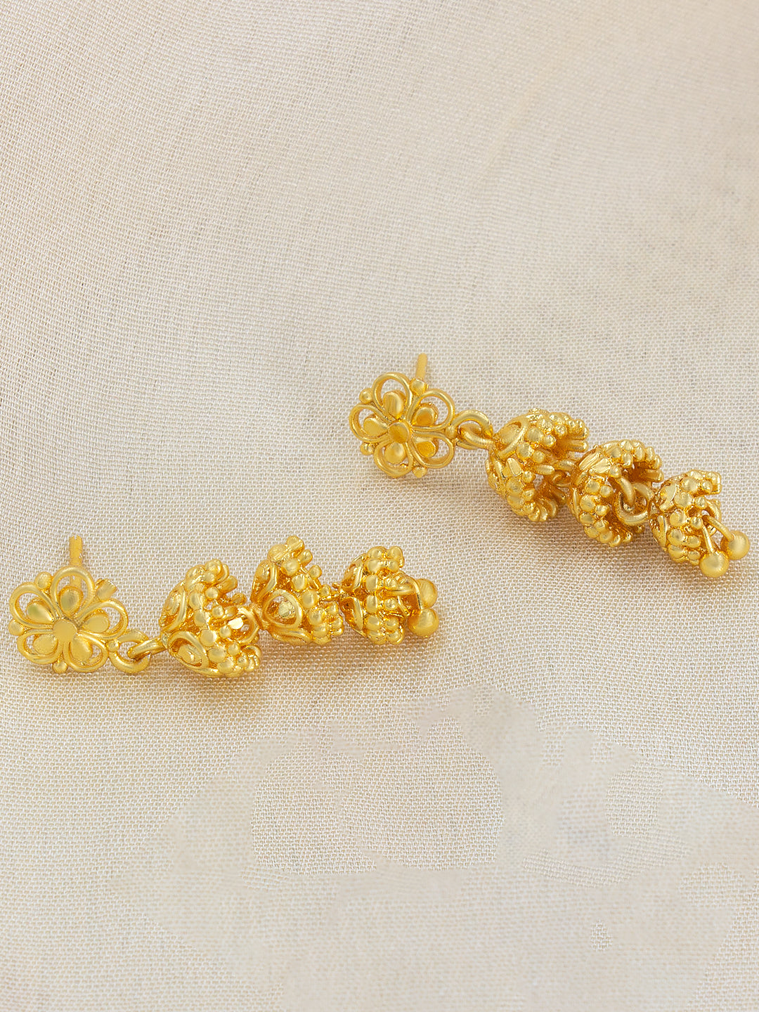 Floral Multi Layered Jhumka Earrings