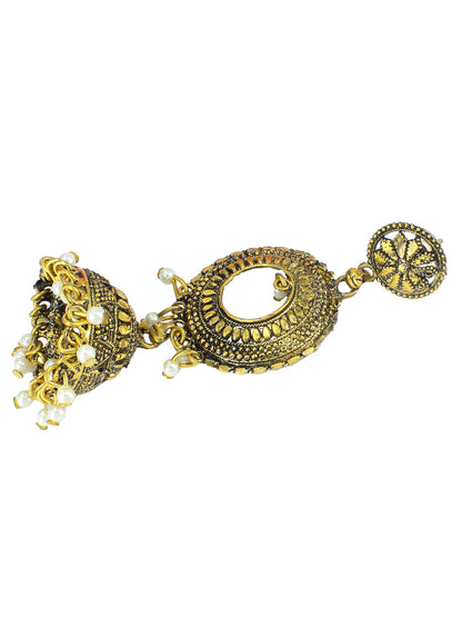 Antique Floral Beads Drop Jhumka Earrings