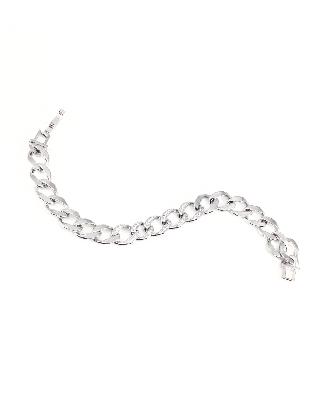 Stainless Steel Anti Tarnish American Diamond Link Chain Bracelet