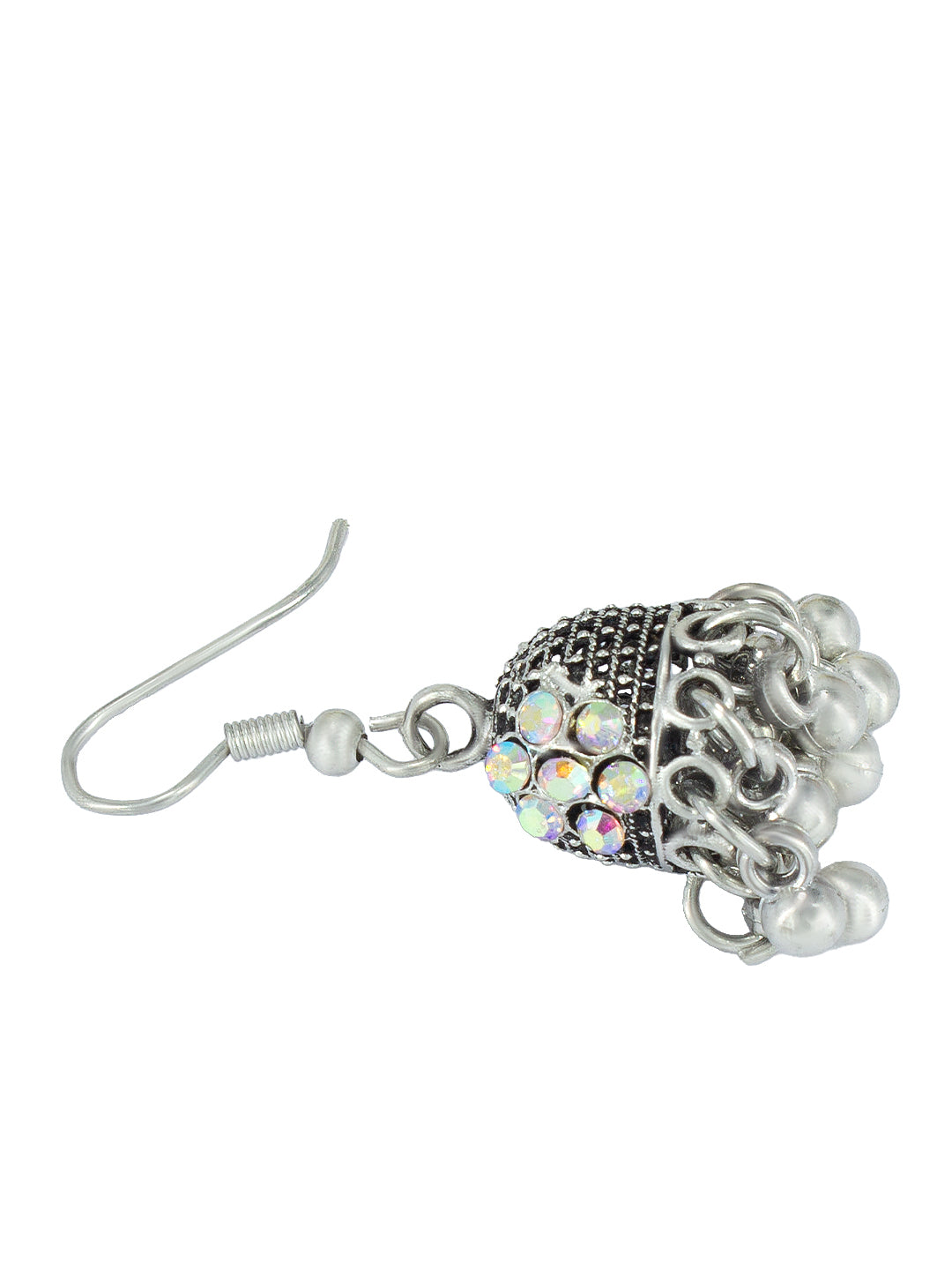 Oxidized Floral Jhumki Earrings