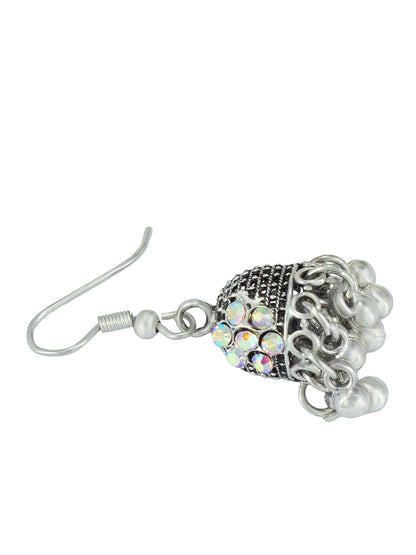 Oxidized Floral Jhumki Earrings