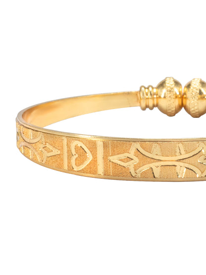 Gold Plated Kada Style Adjustable Brass Bangle Pair