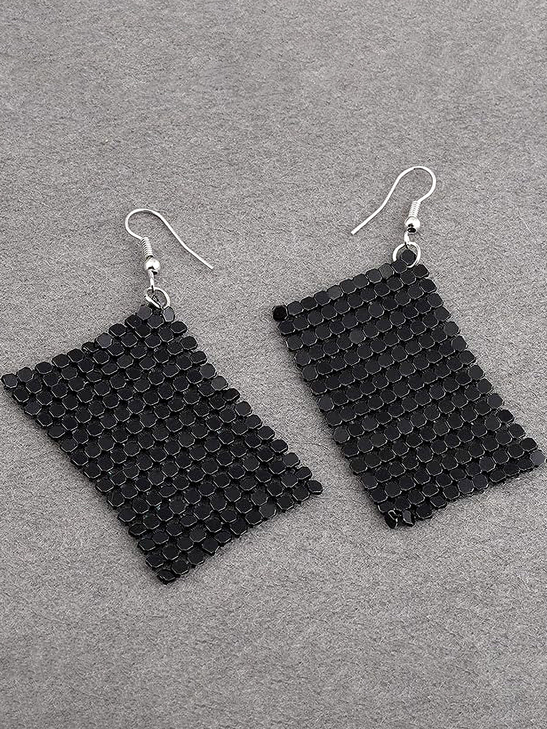 Black Mesh Drop Earrings