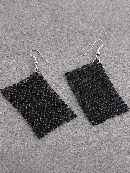 Black Mesh Drop Earrings