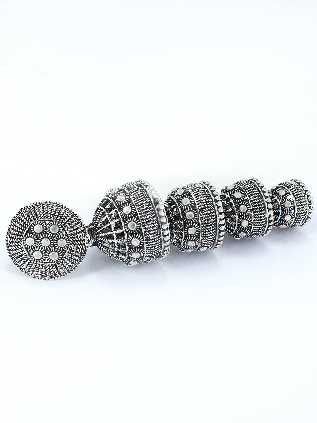 Oxidized Floral Multi Layered Jhumka Earrings