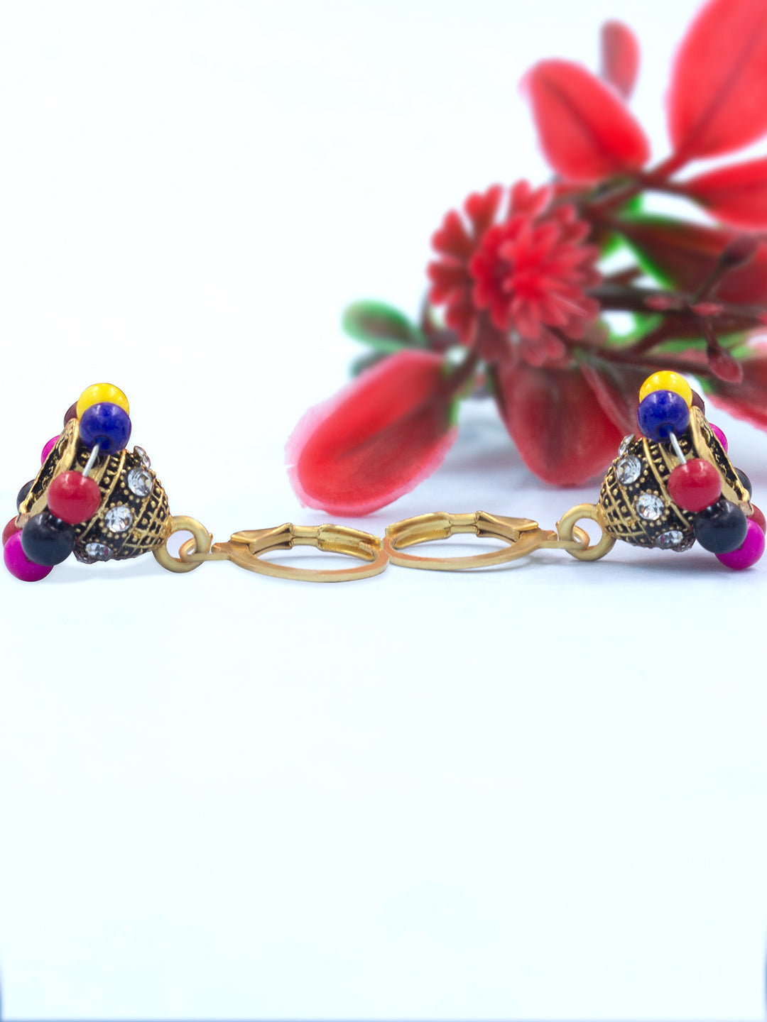 Circular Beaded Hoop Jhumka Earrings