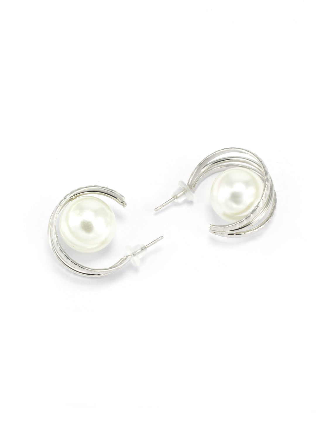 Pearl Half Hoop Earrings