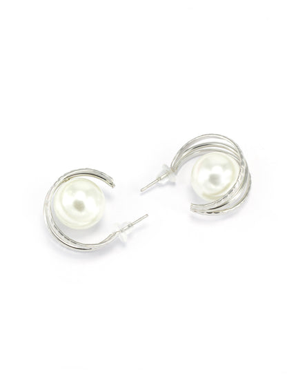 Pearl Half Hoop Earrings