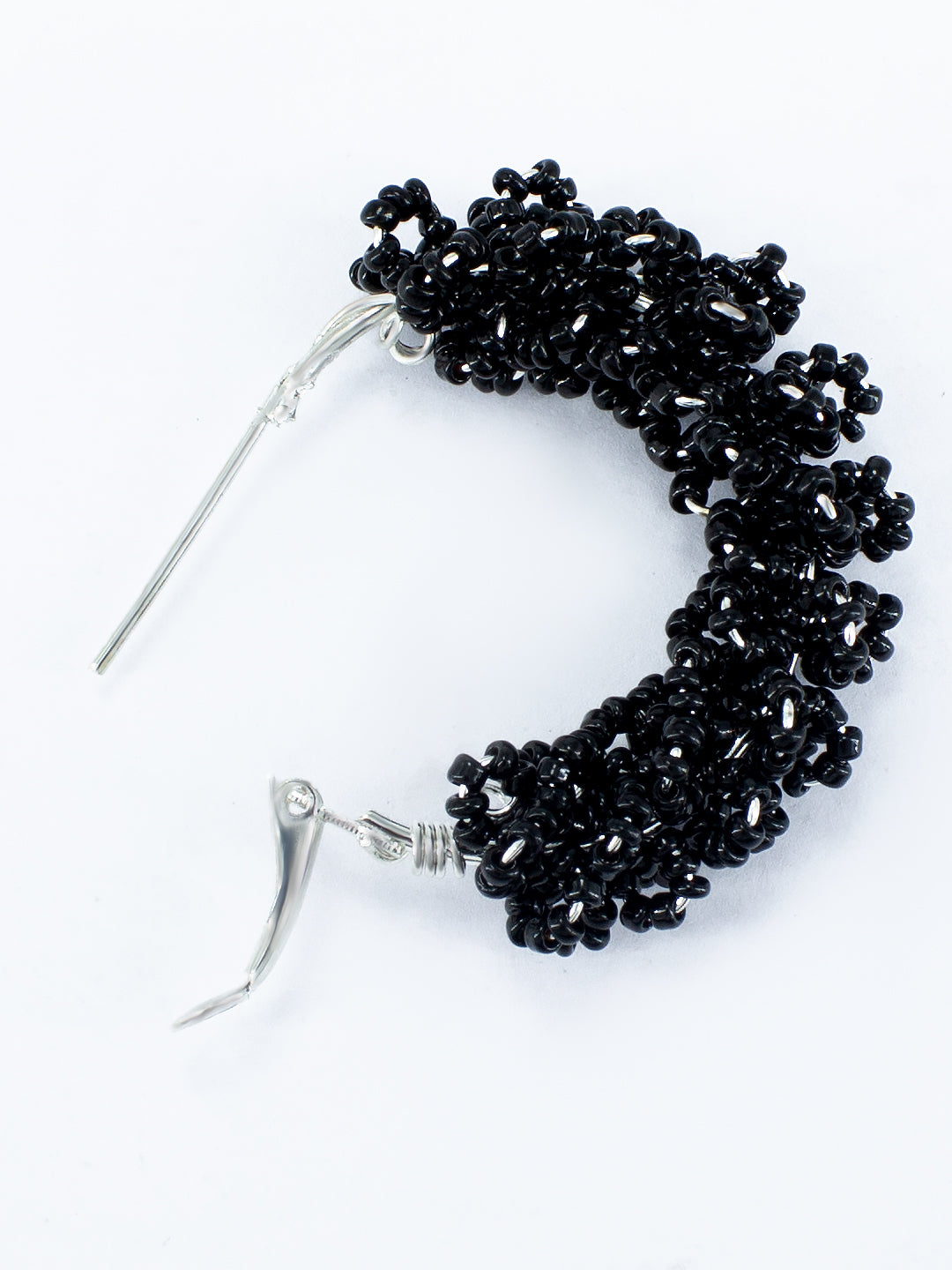 Black Beaded Hoop Earrings