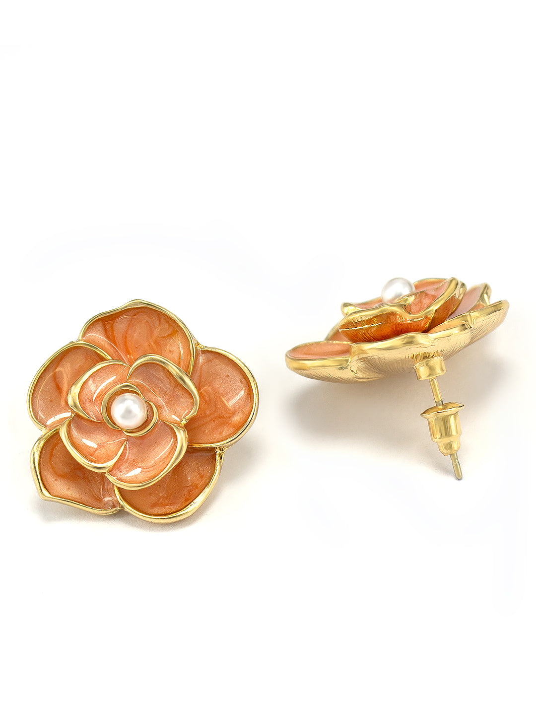 Gold-Plated Floral Studs Earrings