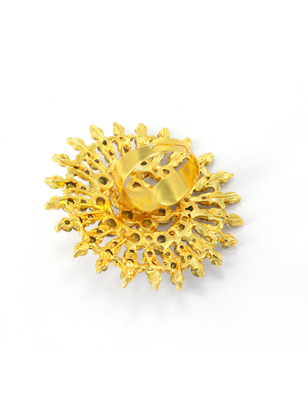 Artificial Stones Floral Adjustable Ring