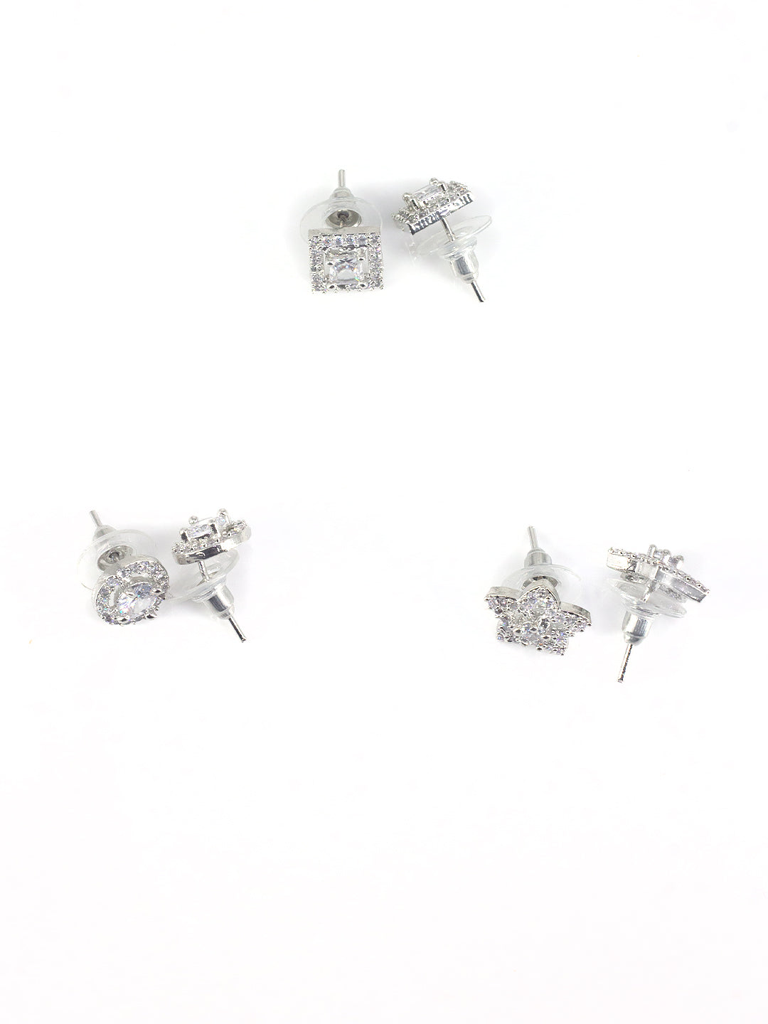 Pack of 3 Geometric AD Trendy Earrings