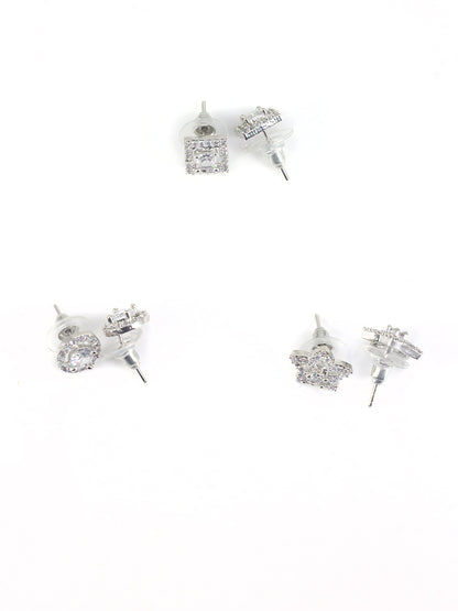 Pack of 3 Geometric AD Trendy Earrings