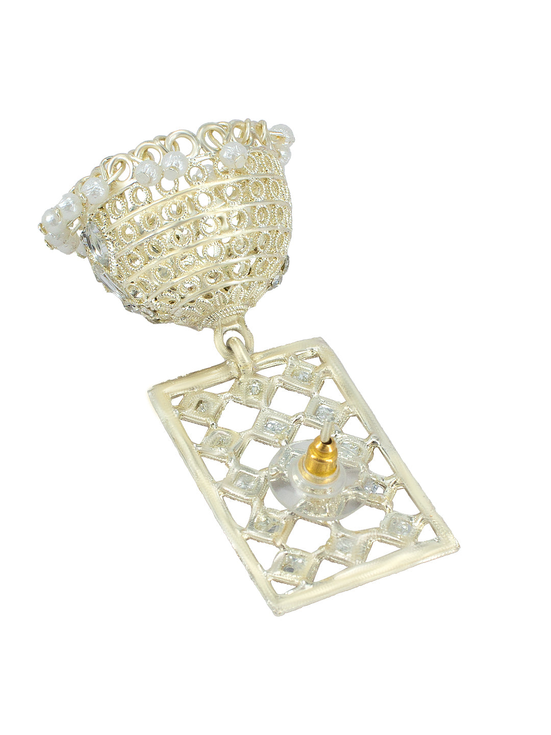 Rectangular Beads Drop Jhumka Earrings