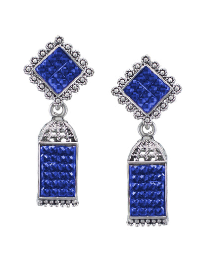 Blue Square Drop Earrings