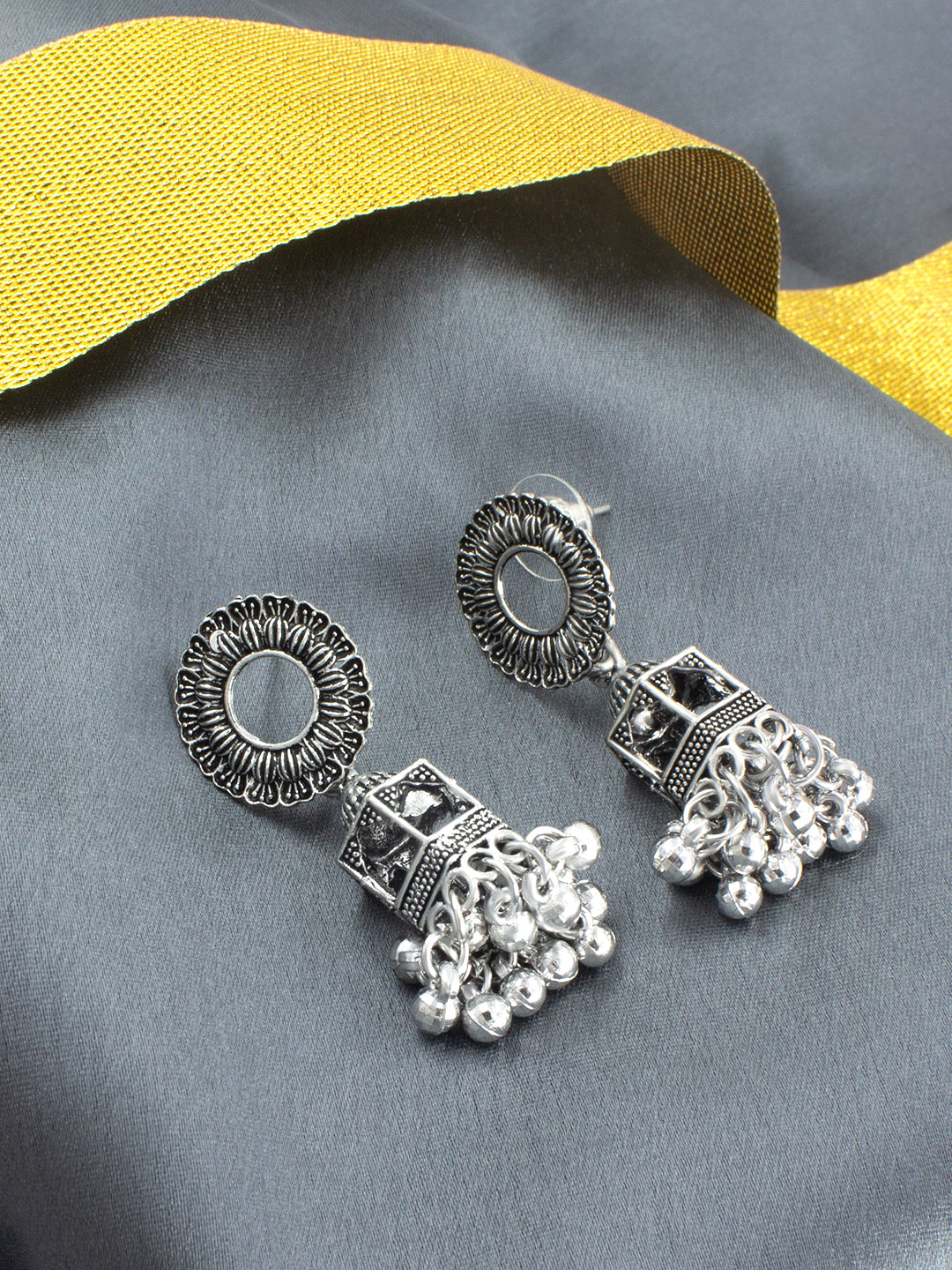 Floral Pinjra Jhumki Earrings