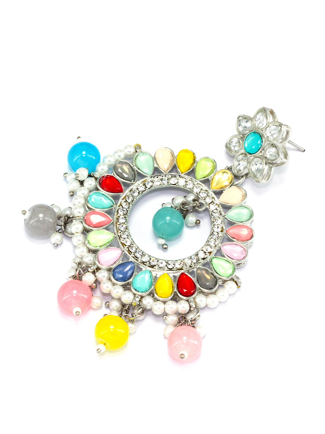Silver Plated Multi Color Contemporary Chandbalis Earrings
