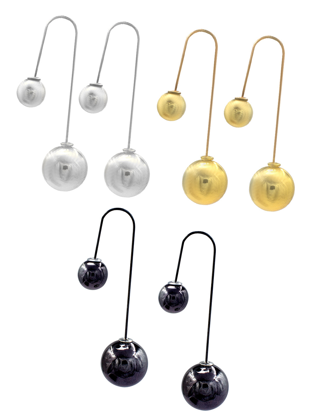 Pack of 3 Ball Drop Earrings