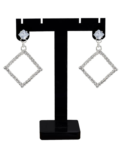 Rhinestone Square Drop Earrings