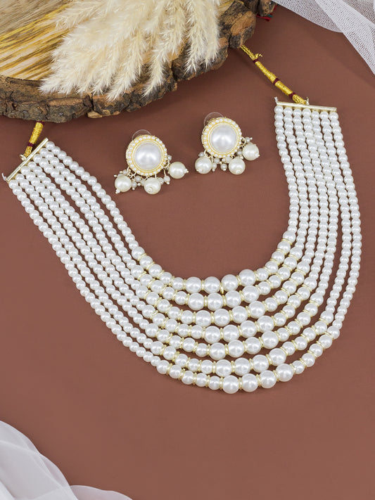 Multi Layered Pearl Beaded Choker Jewellery Set