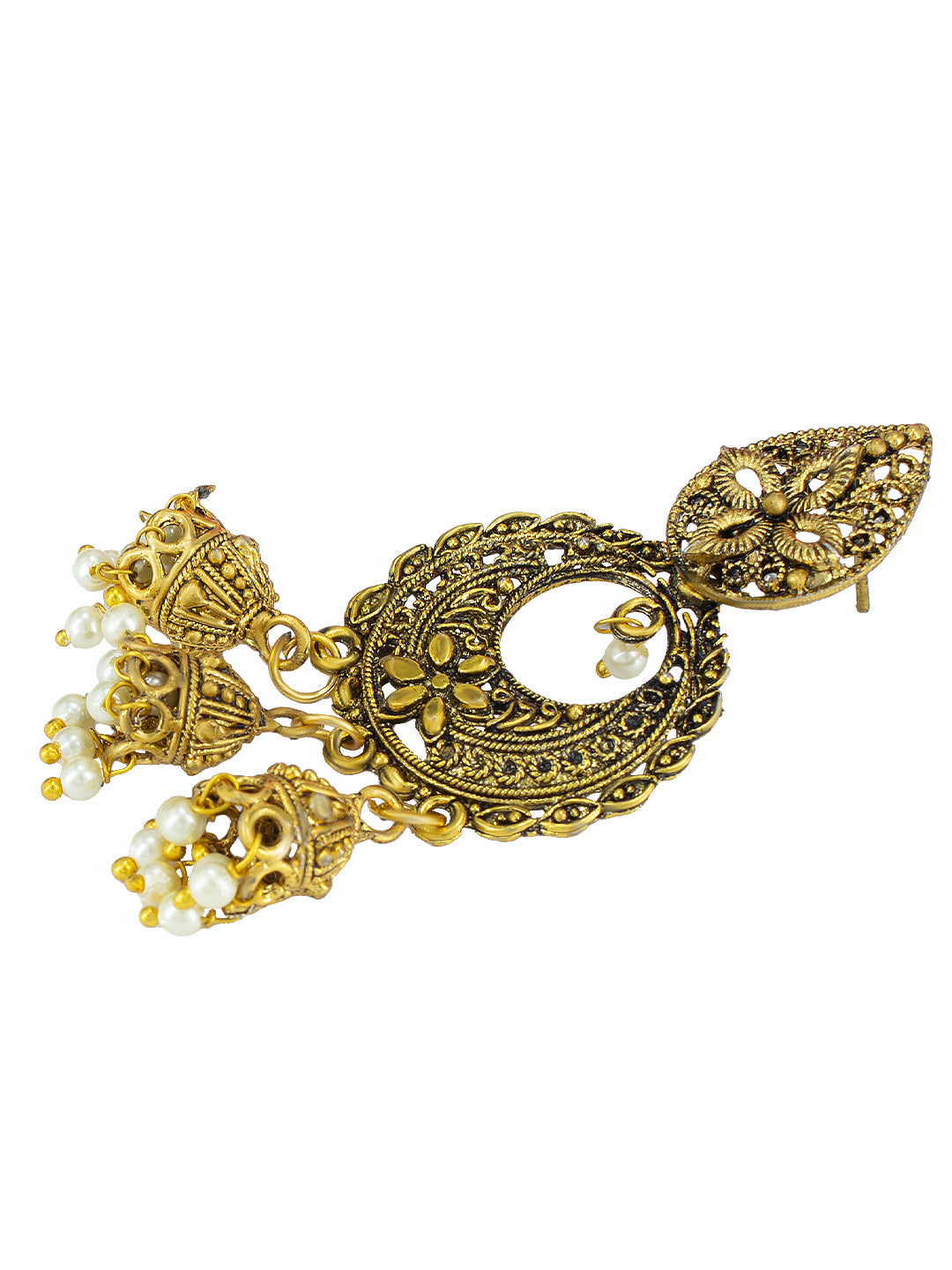 Antique Floral Beads Drop Jhumka Earrings