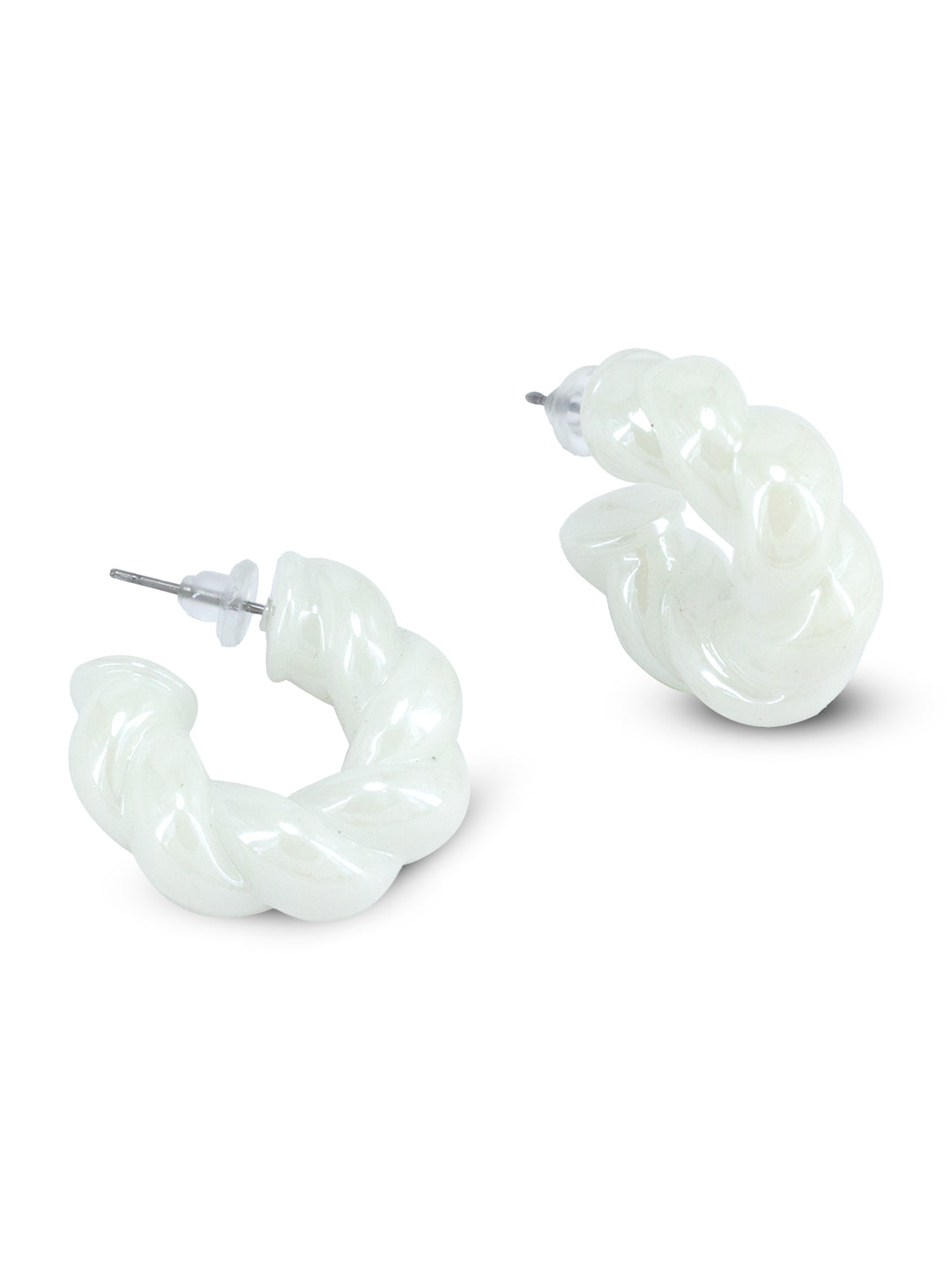 White Half Hoop Earrings